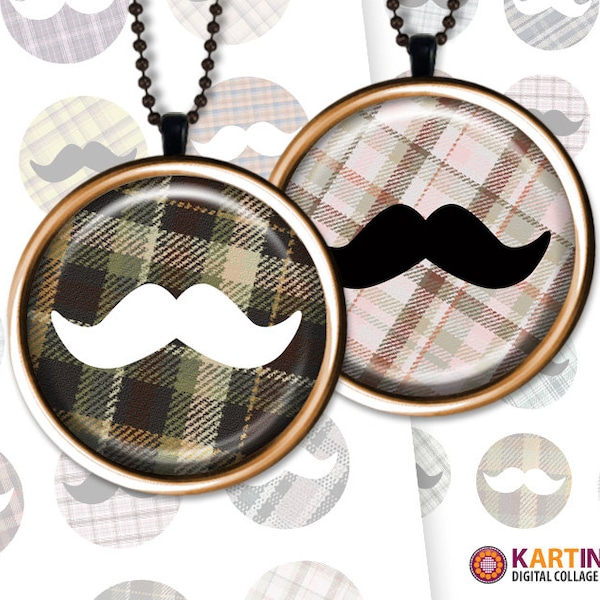 Printable MUSTACHE 1 inch 1.5 inch 7/8 inch images for resin pendants bezel settings magnet craft bottle caps Jewelry Making Glass Cabochon