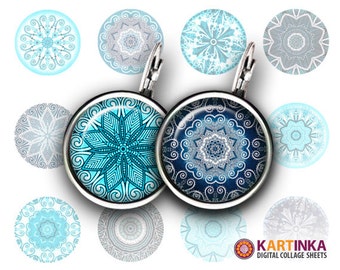 15mm 12mm Printable Images CHRISTMAS MANDALA Digital Download for Earrings Cuff links Pendants Rings Bottle caps Crafting projects