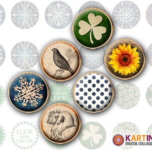 Imágenes de 18 mm, 15 mm y 13 mm MEZCLADAS Descarga imprimible para pendientes, puños, colgantes, manualidades, anillos, tapas de botellas, pulseras