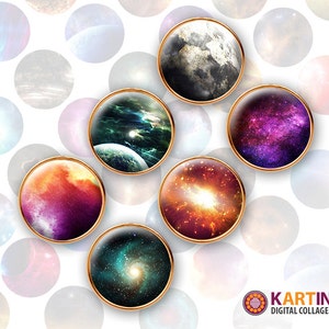 15mm & 13mm SPACE EPISODES immagini Fogli digitali stampabili per orecchini, incastonature della lunetta, anelli, gemelli, ciondoli, bracciali, artigianato