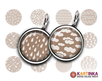 PATRONEN op CRAFT PAPIER 15mm &12mm formaat afbeeldingen Afdrukbaar Download voor oorbellen, manchetknopen, hangers, ambachten, ringen, flessendoppen, armbanden