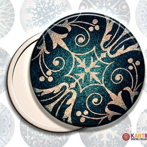CHRISTMAS ORNAMENTS - 2.5 inch Circles Digital Collage Sheet, Printable images - for Pocket Mirrors Magnets Paper Weights