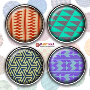 1 inch, 1.5 inch Printable GEOMETRIC PATTERNS images for resin Pendants Bezel settings Magnets Bottle caps Jewelry Making, Glass Cabochon
