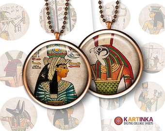 1 inch (25mm) 1.5 inch Printable EGYPTIAN Digital Images for Bottle caps Pendants Jewelry Mountings cameo setting Bezel trays Glass cabochon