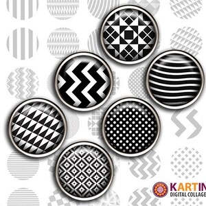 Tamaño de 20 mm, 12 mm, 10 mm Blanco y negro PATRONES GEOMÉTRICOS Descarga imprimible para pendientes, puños, manualidades, joyas, anillos, pulseras
