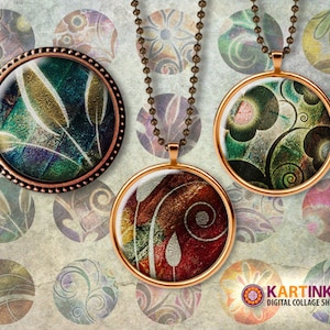 FLORAL BRICKS - 1 inch printable digital circles for Round pendants Bezel trays Glass cabochon Mountings cameo settings Bottle caps