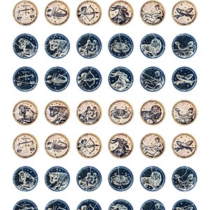 1 inch 25mm, 1.5 inch Printable ZODIAC SIGNS Stamps images for round pendants, glass cabochons, cameo settings, bezel trays Digital Sheet image 2