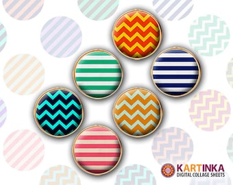 13m, 15mm Printable Download CHEVRONS & STRIPES Images for Earrings, Cuff links, Pendants, Crafts, Rings, Bottle Caps; Digital Collage Sheet