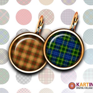 18mm, 16mm, 15mm, 14mm, 13mm, 12mm Patrones a cuadros imprimibles Imágenes para joyería Tapas de botellas Pendientes Gemelos Anillos Bisel Pulseras Colgantes