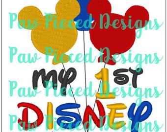 1st Magical Trip Balloons Digital Embroidery File Applique and Stitch