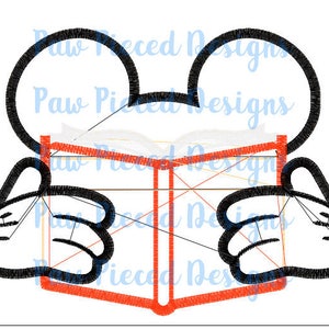 Mouse Reading Pillow Digital Embroidery File