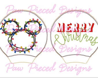Diadema con orejas de ratón ITH para Navidad, versión *RELLENA*, archivo de bordado digital