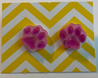 Cute Kitty and Pet Paw Resin Earrings