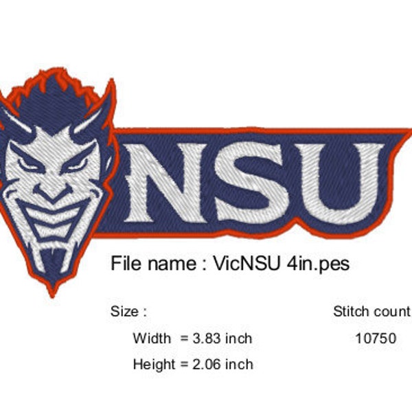 NSU Demon Head Logo Digital Embroidery File