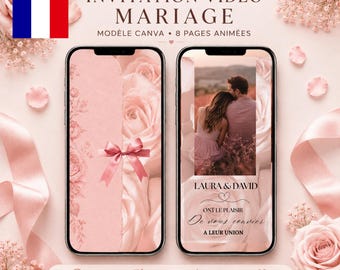 Faire-Part Mariage Digital Personnalisé – Invitation Mariage Vidéo animée – Modèle Canva Modifiable en Français
