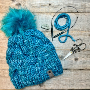 Luxury Knitted Hat | 100% Wool | Winter Accessory | Removable Pom | Hand Knit Beanie | Cable Knit Beanie | Gift For Her | Faux Fur Pom