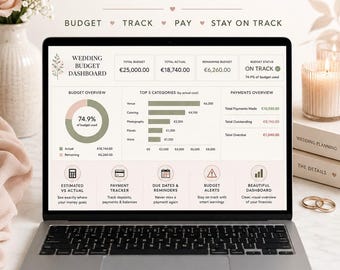 Wedding Budget Manager Excel Spreadsheet, Payment Tracker, Expense Planner (Digital Download)