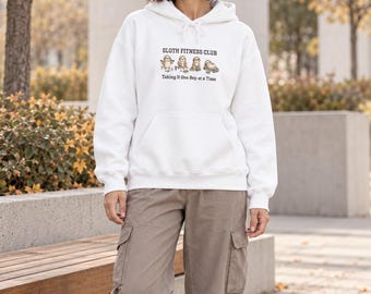 Sloth Fitness Club Hoodie | Humorous Nap Design, Cozy Cotton-Poly Blend
