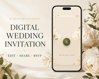 Digital Wedding Invitation with RSVP, Editable Online Wedding Invite, Mobile Invitation Template, Wedding Website