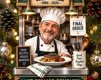 Personalized Chef Retirement Ornament, Custom Name And Years Keepsake, Last Service Complete Culinary Retirement Gift
