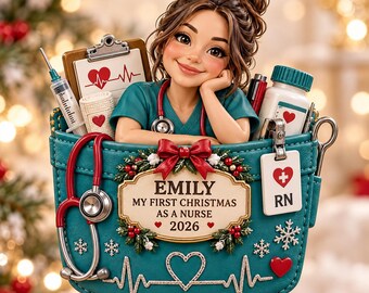 First Christmas As A Nurse Ornament, Personalized RN Christmas Keepsake, Custom Name New Nurse Graduation Gift 2026