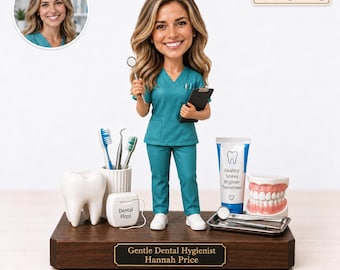 Personalized Dental Hygienist Caricature Block, Custom Photo Desk Decor, Hygienist Graduation Gift