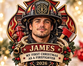 Personalized Firefighter Christmas Ornament, My First Christmas As A Firefighter 2026, Custom Name Firefighter Keepsake