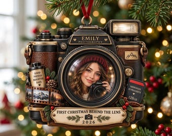 First Christmas As A Photographer Ornament, Personalized Camera Christmas Keepsake, Custom Name Photography Gift 2026