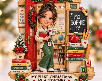 Personalized Teacher Christmas Ornament, My First Christmas As A Teacher 2026, Custom Educator Keepsake Gift