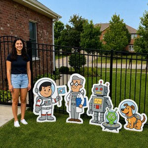 Space Yard Art Cutouts, Astronaut Robot Lawn Decor, Space Party Props, Outdoor Garden Decorations