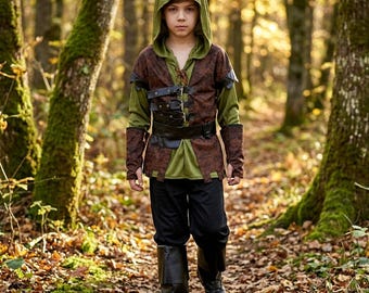 Kids Forest Archer Costume, Medieval Ranger Halloween Outfit, Woodland Cosplay