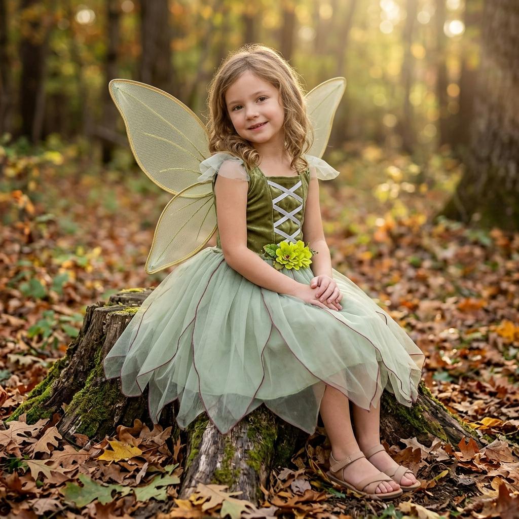 olive green fairy dress color-fuchsia