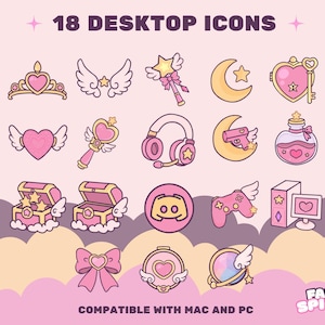 Magical Girl Desktop Wallpaper Bundle - Desktop + Matching Icons (Digital Download)