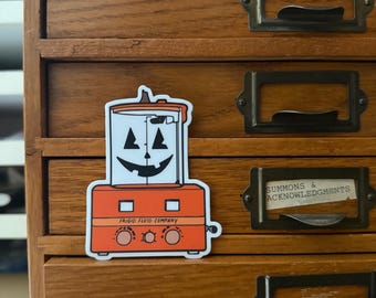 Pumpkin Embalming Machine Halloween mortuary sticker