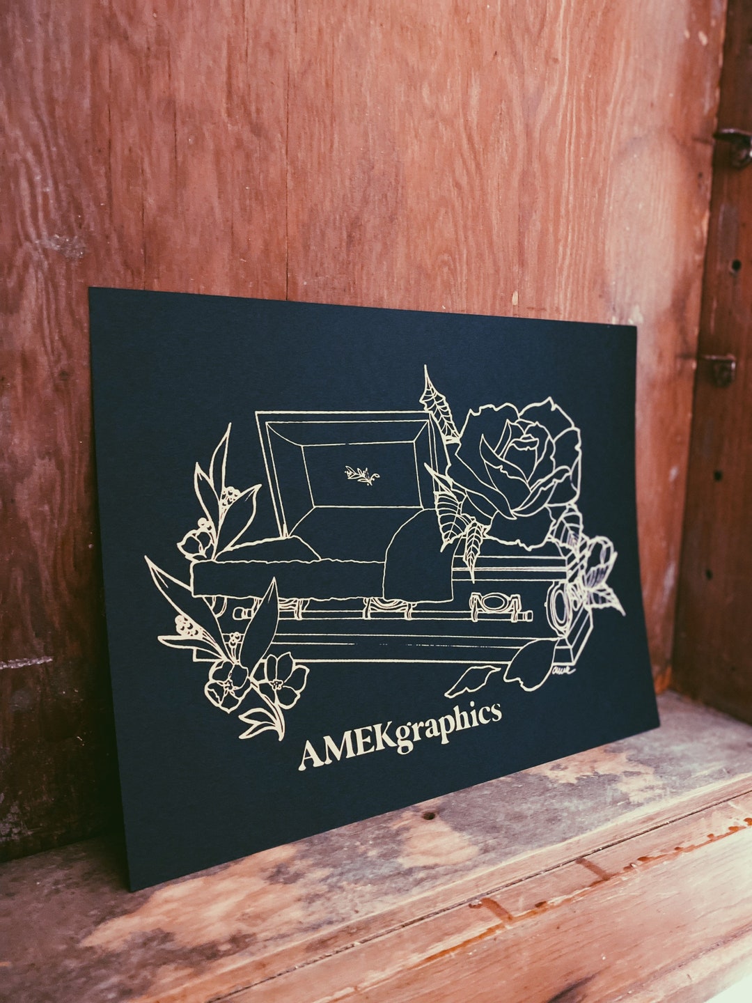 Rose Casket Illustration Screenprint - Etsy