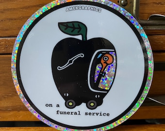 On A Funeral Service Lowly Worm apple hearse sticker