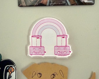 Rainbow Pink Embalming Machines acrylic magnet