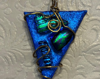 Blue Dichroic Glass Pendant