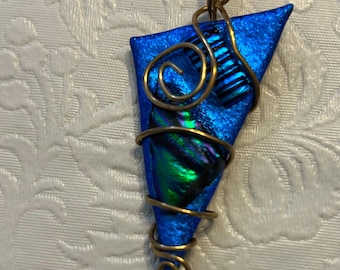 Dichroic Glass  Blue Pendant