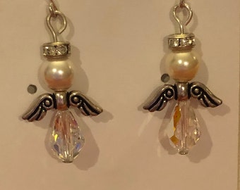 Swarovski Crystal and Sterling Angel Earrings