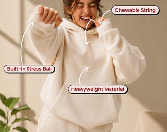 クラウドイレブン センサリーフーディー｜噛めるシリコン製ドローストリング、ストレスボール付き袖口（オーバーサイズ ユニセックス）