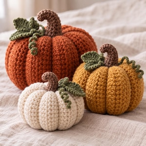 Crochet Pumpkin Pattern PDF, Ribbed Pumpkins in 3 Sizes, Beginner Fall Decor, Halloween and Thanksgiving Crochet, Instant Download