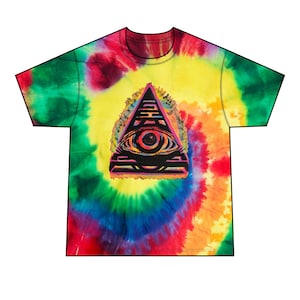 All Seeing Eye Tie Dye Shirt, Psychedelic Pyramid T-Shirt, Gothic Occult Streetwear Tee, Festival Graphic Top, Trippy Third Eye Gift