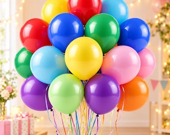 Assorted Rainbow Balloons, 100 Pack 12 Inch Latex Party Decorations