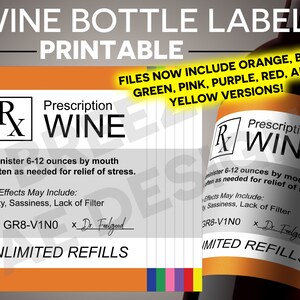 PRINTABLE Christmas Wine Label Prescription Wine INSTANT DOWNLOAD ...
