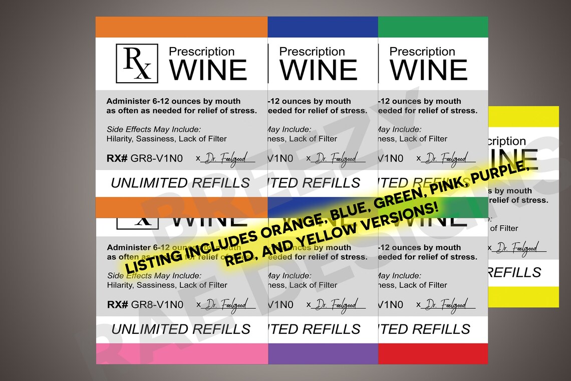 PRINTABLE Christmas Wine Label Prescription Wine INSTANT DOWNLOAD ...