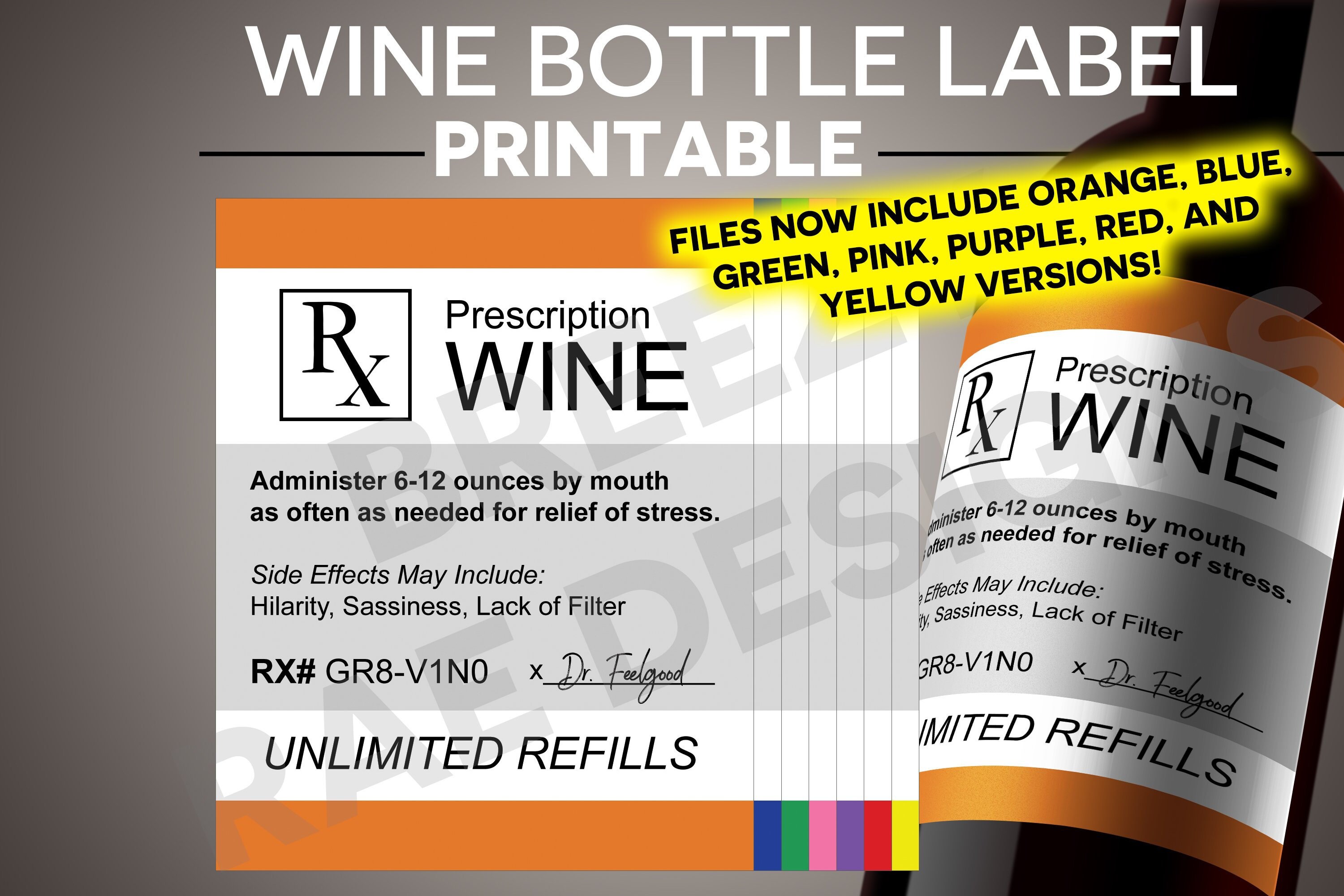 PRINTABLE Christmas Wine Label Prescription Wine INSTANT DOWNLOAD ...