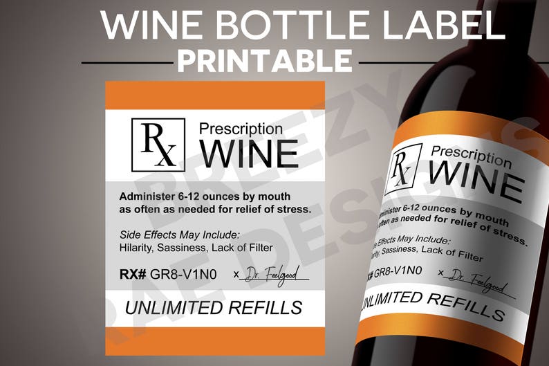 PRINTABLE Christmas Wine Label Prescription Wine INSTANT ...