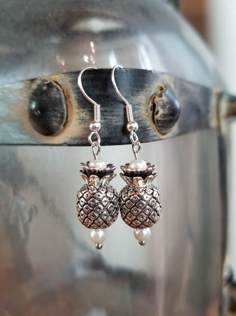Silver and Gold Upside Down Pineapple Earrings