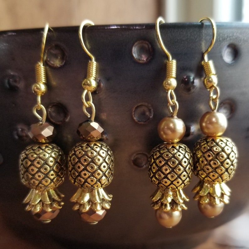 Silver and Gold Upside Down Pineapple Earrings